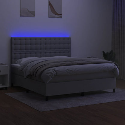 vidaXL Boxspringbett mit Matratze & LED Hellgrau 180x200 cm Stoff