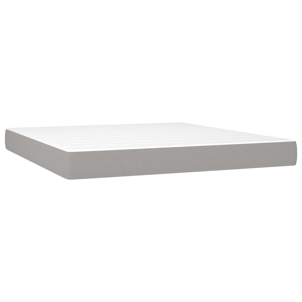 vidaXL Boxspringbett mit Matratze & LED Hellgrau 160x200 cm Stoff