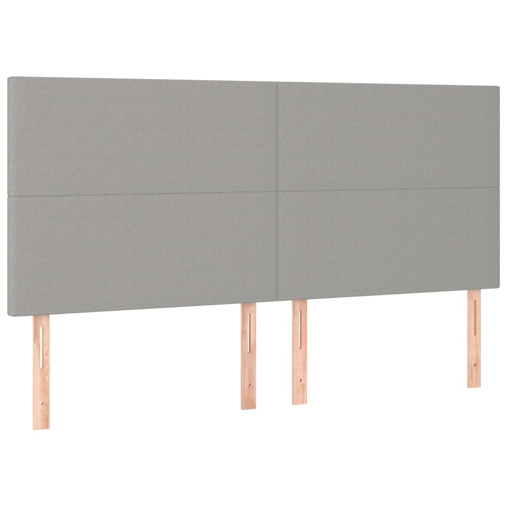 vidaXL Boxspringbett mit Matratze & LED Hellgrau 160x200 cm Stoff