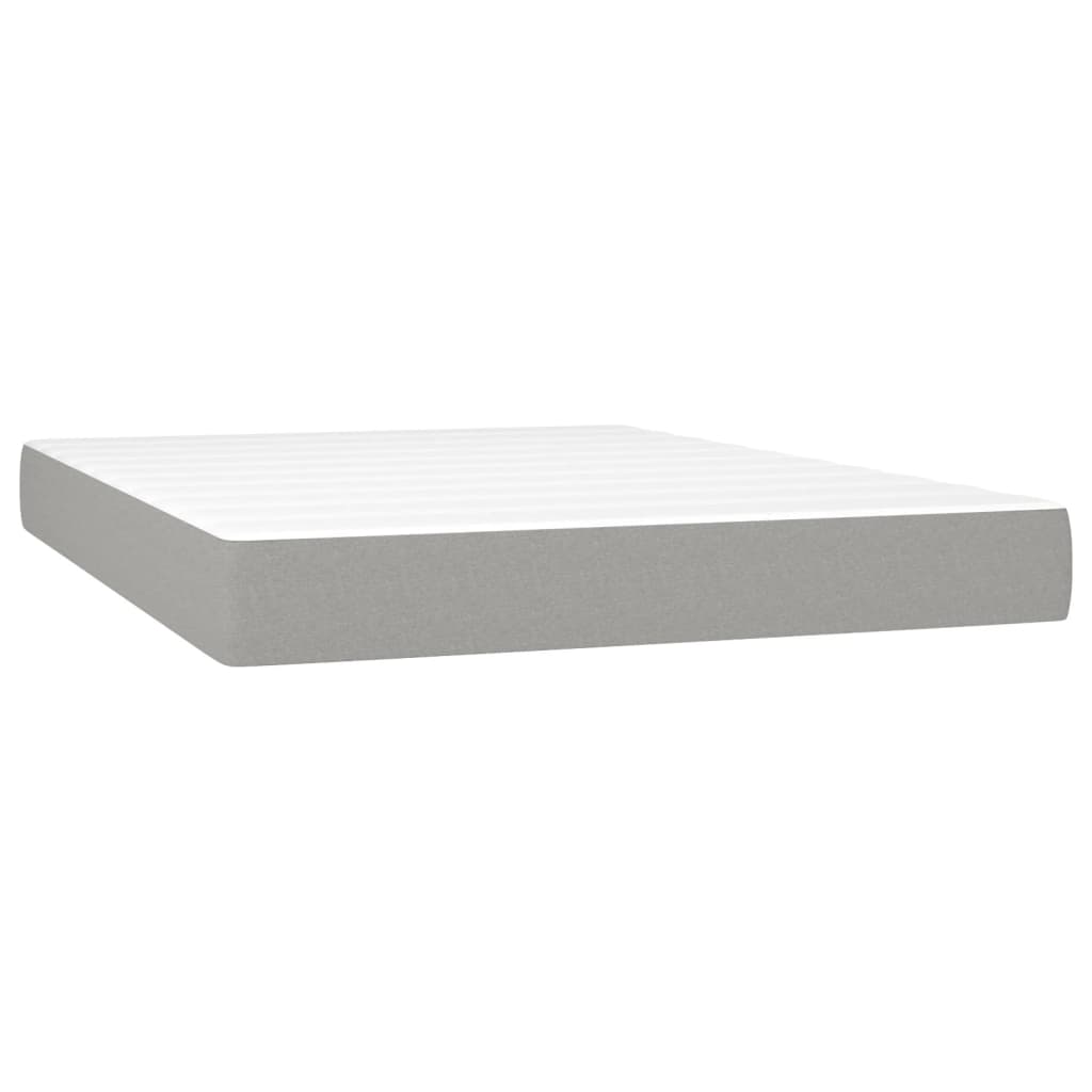vidaXL Boxspringbett mit Matratze & LED Hellgrau 140x200 cm Stoff