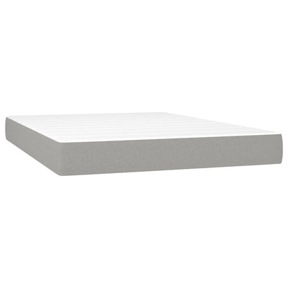 vidaXL Boxspringbett mit Matratze & LED Hellgrau 140x200 cm Stoff