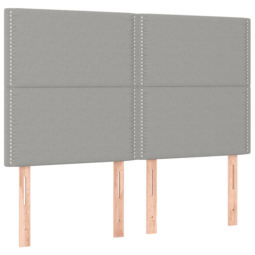 vidaXL Boxspringbett mit Matratze & LED Hellgrau 140x200 cm Stoff