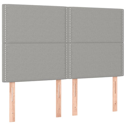 vidaXL Boxspringbett mit Matratze & LED Hellgrau 140x200 cm Stoff