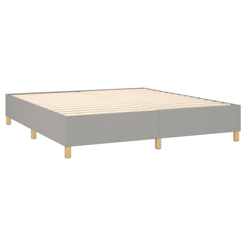vidaXL Boxspringbett mit Matratze & LED Hellgrau 180x200 cm Stoff