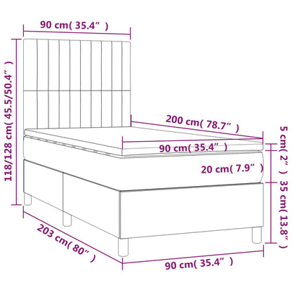 vidaXL Boxspringbett mit Matratze & LED Blau 90x200 cm Stoff