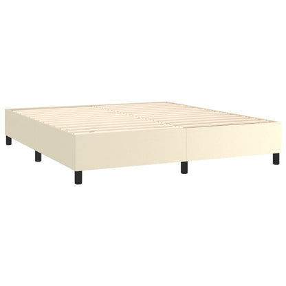 vidaXL Boxspringbett mit Matratze & LED Creme 160x200 cm Kunstleder