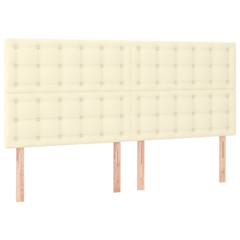vidaXL Boxspringbett mit Matratze & LED Creme 160x200 cm Kunstleder