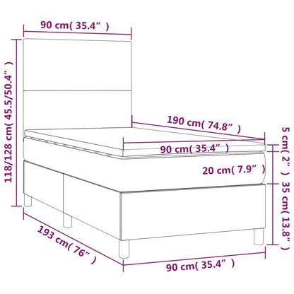 vidaXL Boxspringbett mit Matratze & LED Rosa 90x190 cm Samt