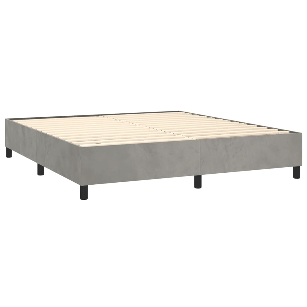 vidaXL Boxspringbett mit Matratze & LED Hellgrau 180x200 cm Samt