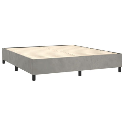 vidaXL Boxspringbett mit Matratze & LED Hellgrau 180x200 cm Samt
