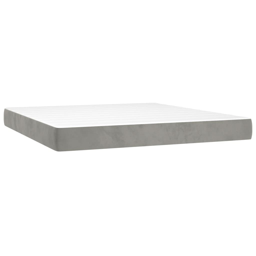 vidaXL Boxspringbett mit Matratze & LED Hellgrau 180x200 cm Samt
