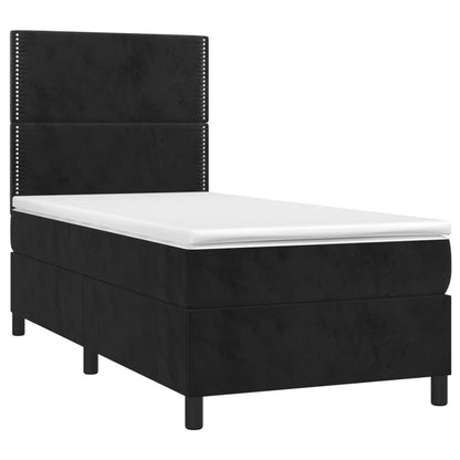 vidaXL Boxspringbett mit Matratze & LED Schwarz 90x200 cm Samt