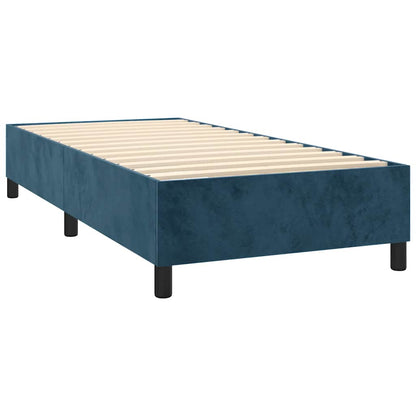 vidaXL Boxspringbett mit Matratze & LED Dunkelblau 90x200 cm Samt