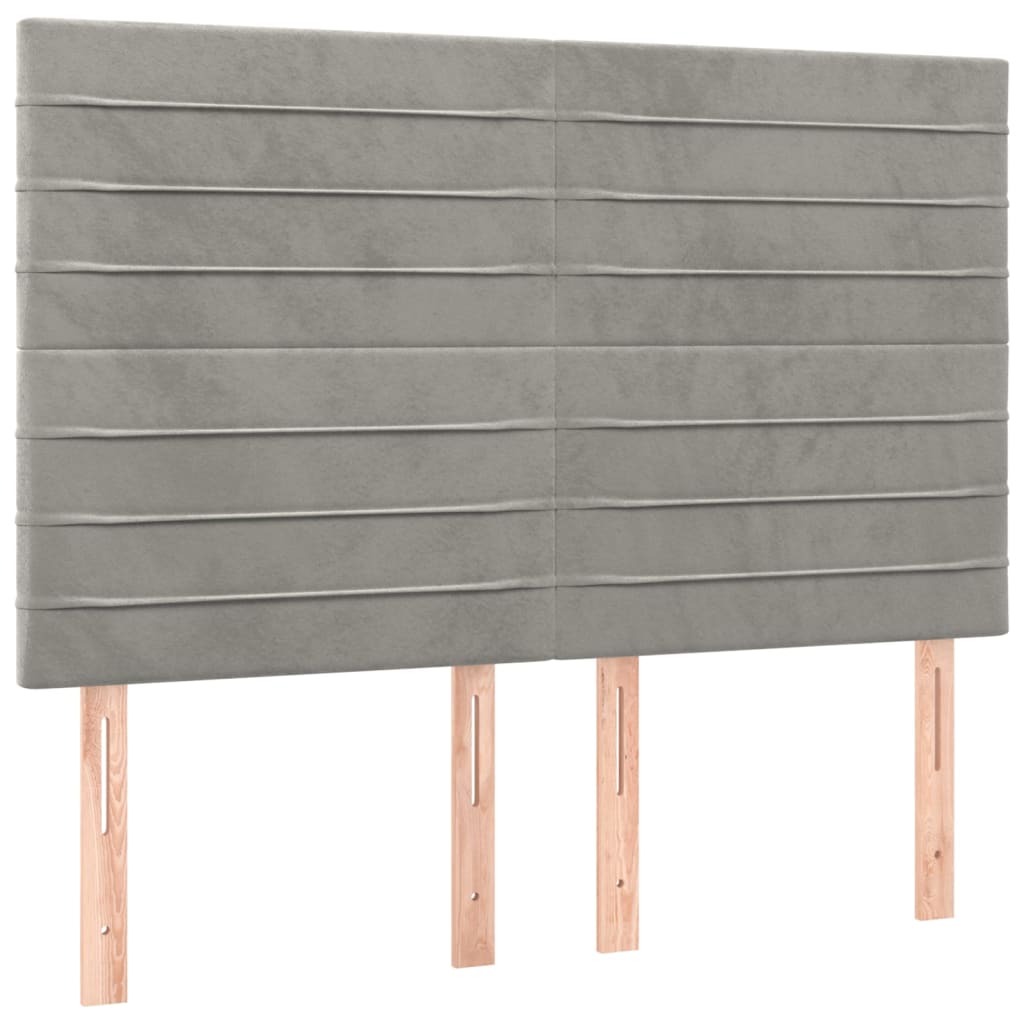 vidaXL Boxspringbett mit Matratze & LED Hellgrau 140x190 cm Samt