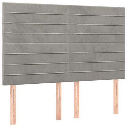 vidaXL Boxspringbett mit Matratze & LED Hellgrau 140x190 cm Samt