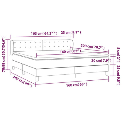 vidaXL Boxspringbett mit Matratze Creme 160x200 cm Kunstleder