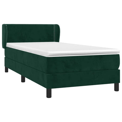 vidaXL Boxspringbett mit Matratze Dunkelgrün 90x190 cm Samt
