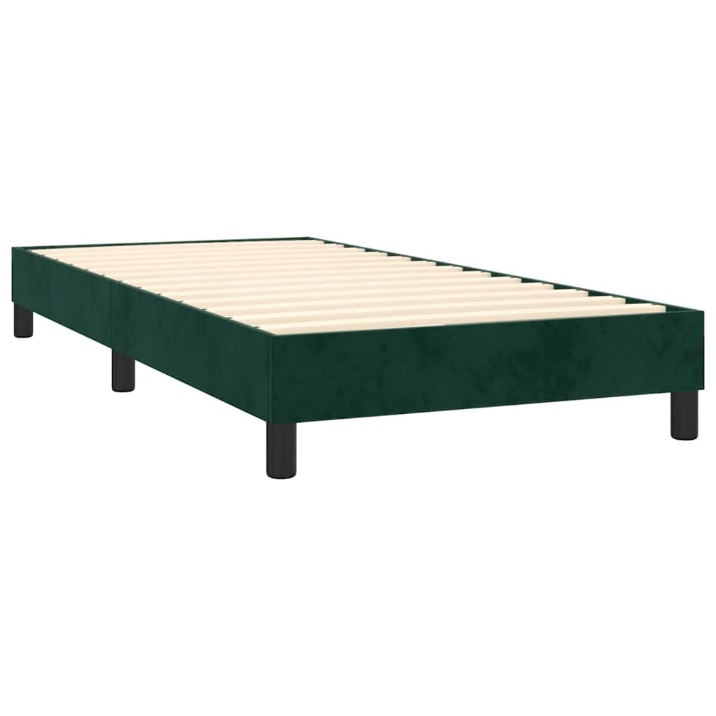 vidaXL Boxspringbett mit Matratze Dunkelgrün 90x190 cm Samt
