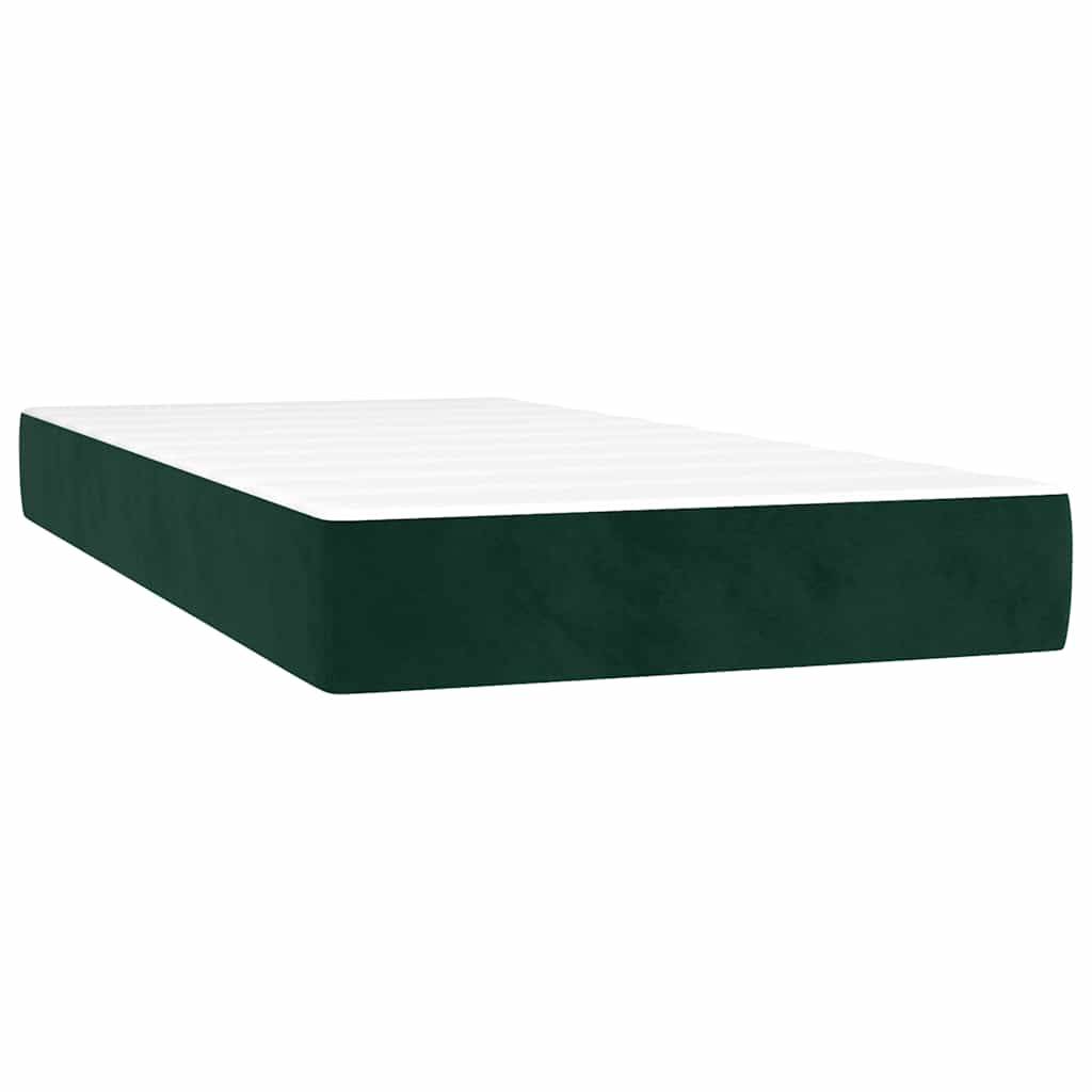 vidaXL Lit tapissier avec matelas Vert foncé 90x200 cm Velours