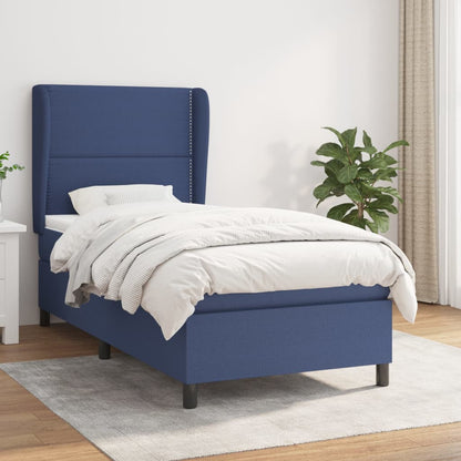 vidaXL Boxspringbett mit Matratze Blau 80x200 cm Stoff