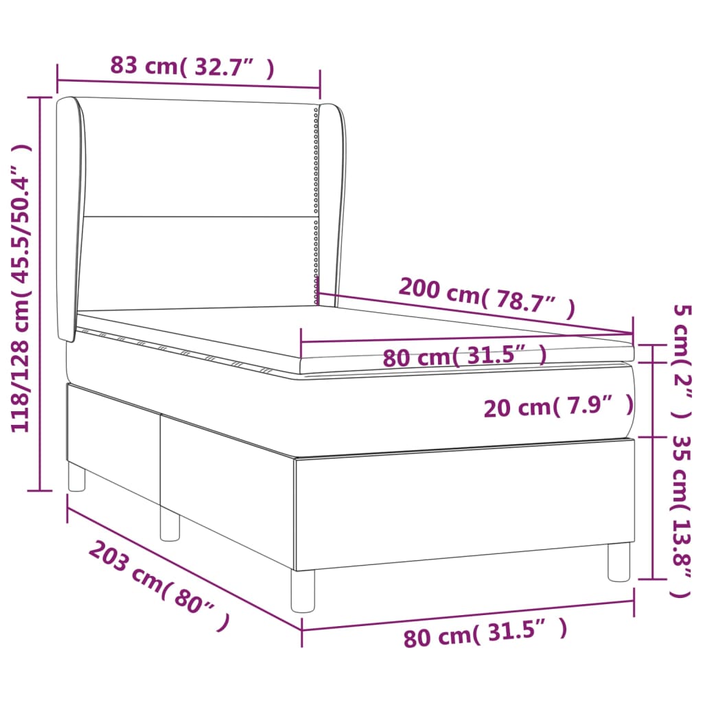 vidaXL Lit coffre avec matelas bleu 80x200 cm Tissu