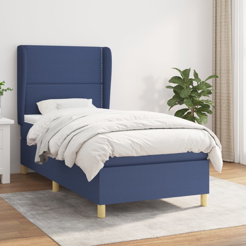 vidaXL Lit coffre avec matelas bleu 80x200 cm Tissu