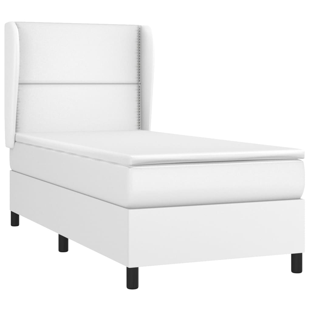 vidaXL Boxspringbett mit Matratze Weiß 90x190 cm Kunstleder