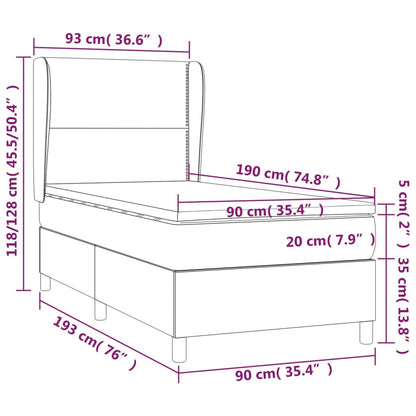 vidaXL Boxspringbett mit Matratze Weiß 90x190 cm Kunstleder