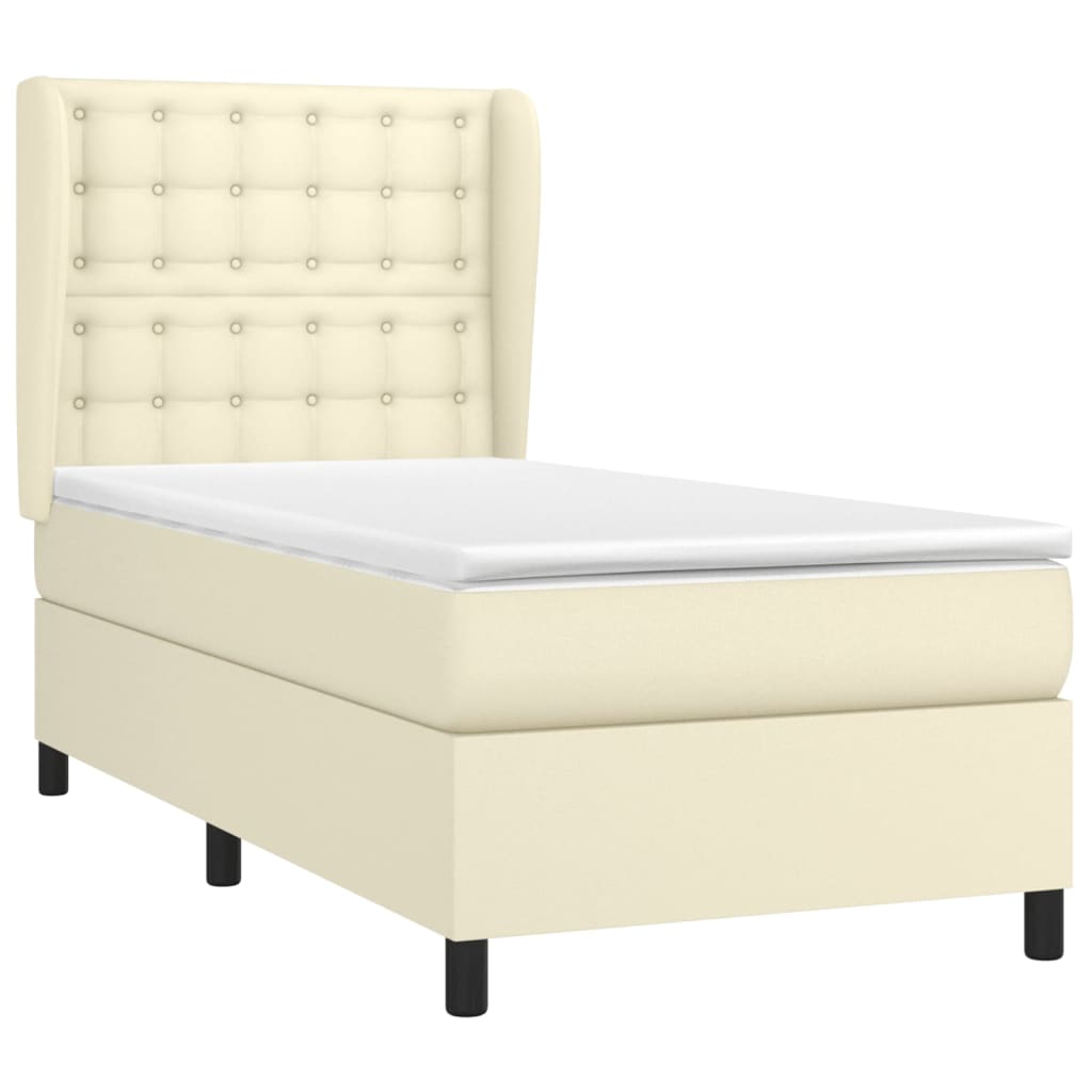 Boxspringbett mit Matratze Creme 100x200 cm Kunstleder