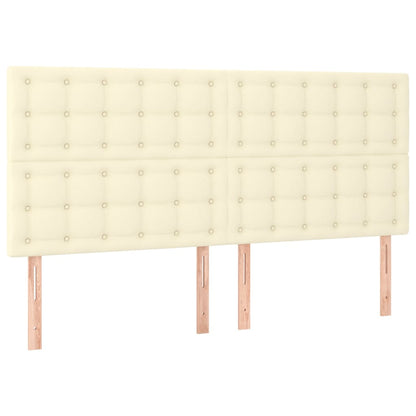 vidaXL Boxspringbett mit Matratze Creme 160x200 cm Kunstleder