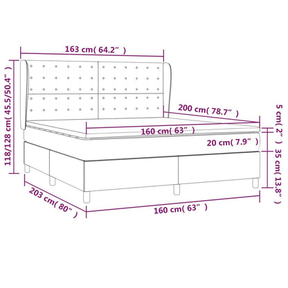 vidaXL Boxspringbett mit Matratze Creme 160x200 cm Kunstleder