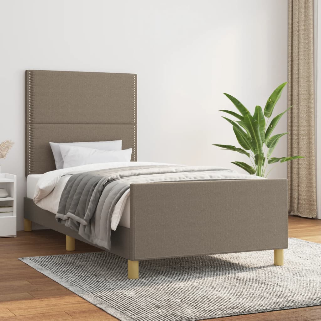vidaXL Bettgestell ohne Matratze Taupe 100x200 cm Stoff