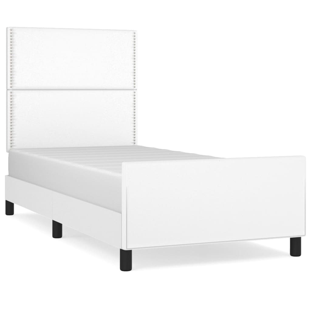 vidaXL Bettgestell mit Kopfteil Weiß 90x200 cm Kunstleder