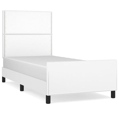 vidaXL Bettgestell mit Kopfteil Weiß 90x200 cm Kunstleder