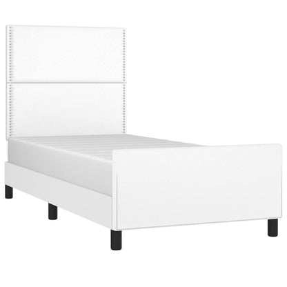 vidaXL Bettgestell mit Kopfteil Weiß 90x200 cm Kunstleder
