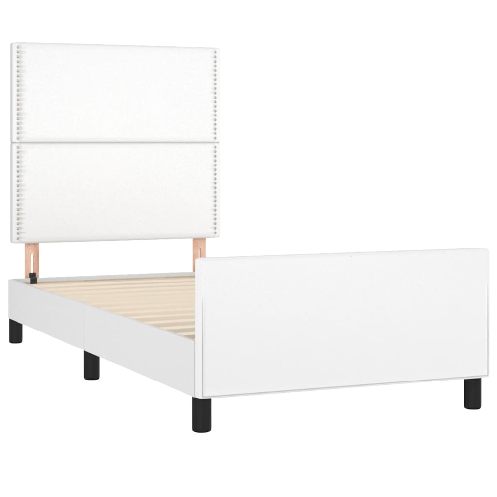 vidaXL Bettgestell mit Kopfteil Weiß 90x200 cm Kunstleder