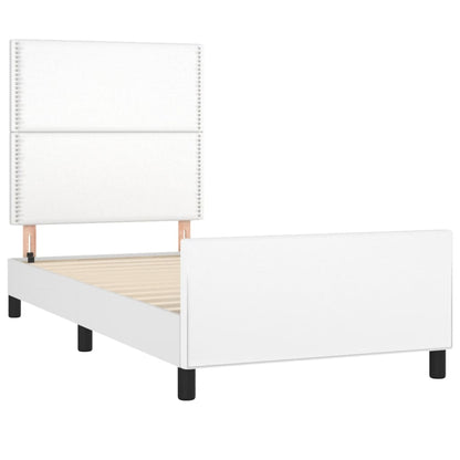 vidaXL Bettgestell mit Kopfteil Weiß 90x200 cm Kunstleder