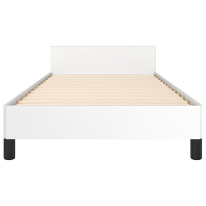 vidaXL Bettgestell mit Kopfteil Weiß 90x200 cm Kunstleder
