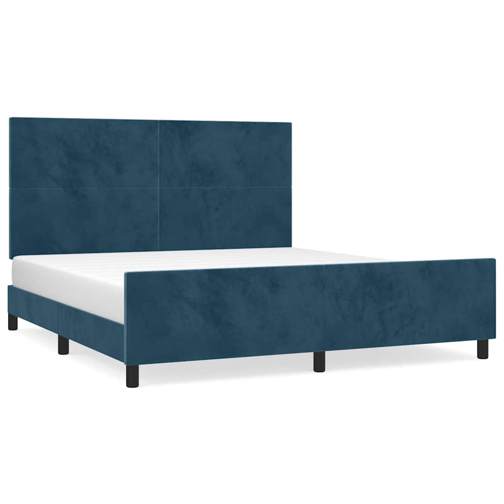 vidaXL Bettgestell ohne Matratze Dunkelblau 160x200 cm Samt