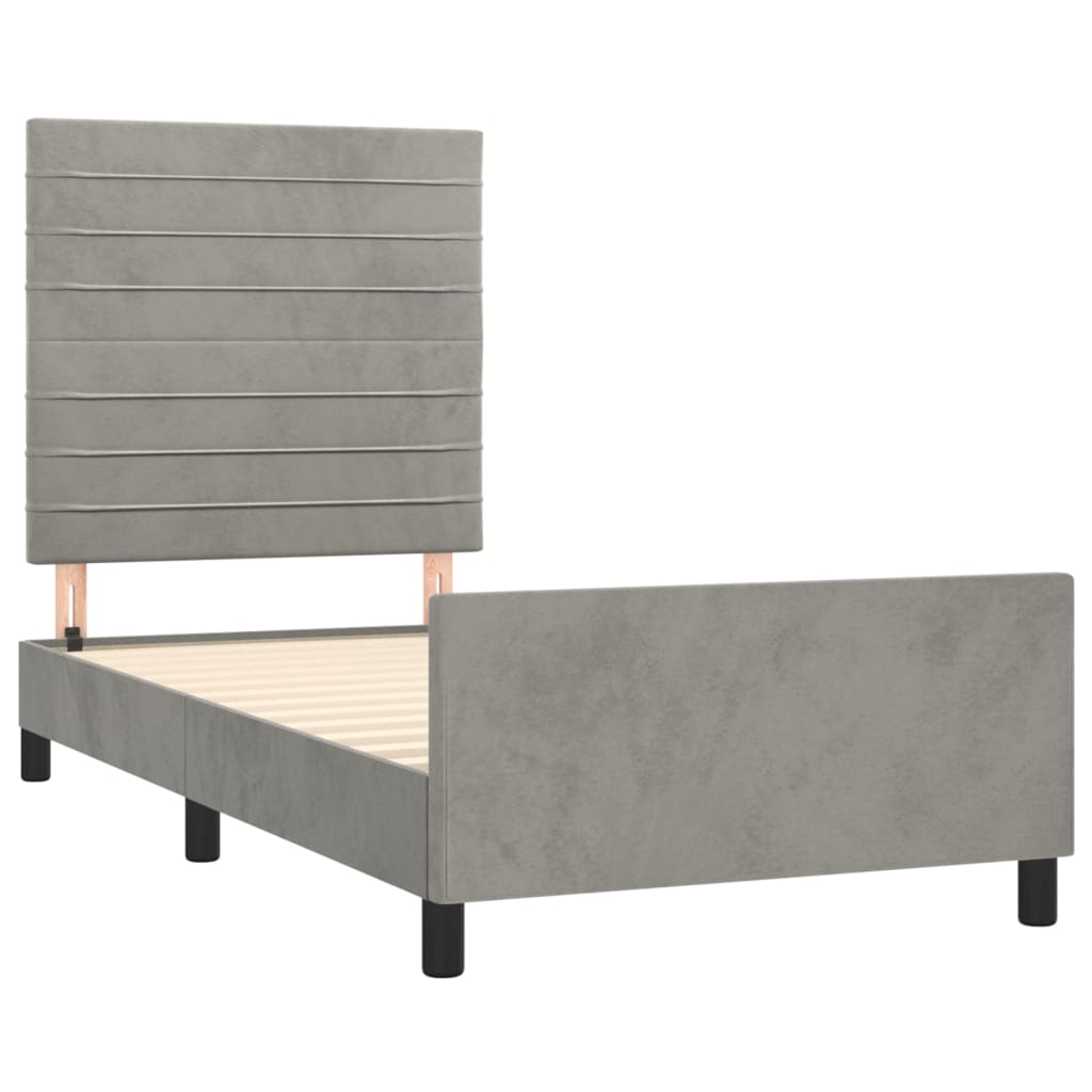 vidaXL Bettgestell ohne Matratze Hellgrau 90x190 cm Samt