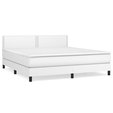 vidaXL Boxspringbett mit Matratze Weiß 180x200 cm Kunstleder