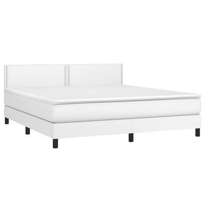 vidaXL Boxspringbett mit Matratze Weiß 180x200 cm Kunstleder