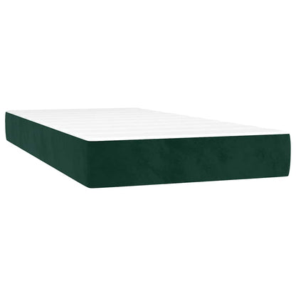 vidaXL Boxspringbett mit Matratze Dunkelgrün 90x190 cm Samt
