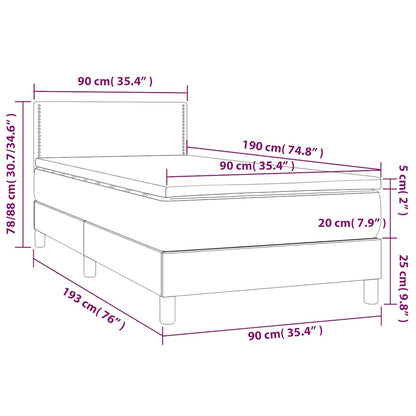 vidaXL Boxspringbett mit Matratze Dunkelgrün 90x190 cm Samt