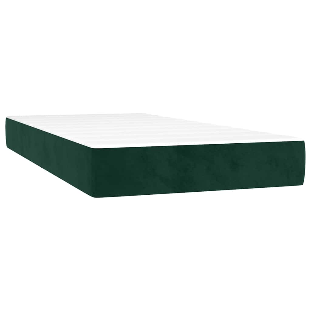 vidaXL Boxspringbett mit Matratze Dunkelgrün 90x200 cm Samt