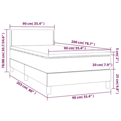 vidaXL Boxspringbett mit Matratze Dunkelgrün 90x200 cm Samt