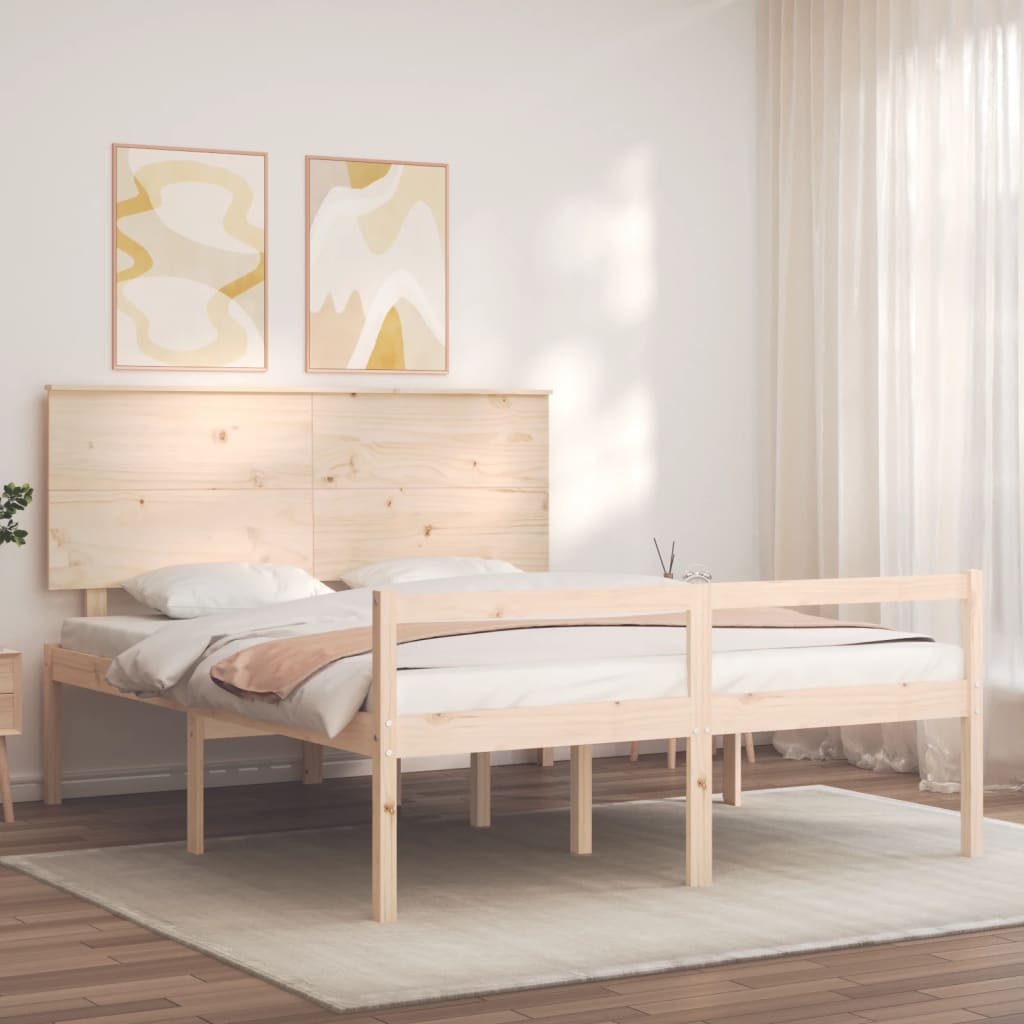 vidaXL Seniorenbett mit Kopfteil 160x200 cm Massivholz