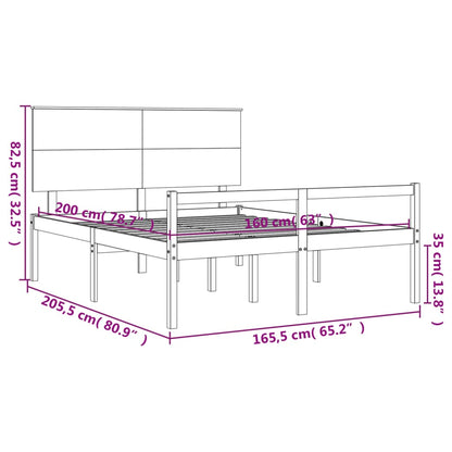 vidaXL Seniorenbett mit Kopfteil 160x200 cm Massivholz