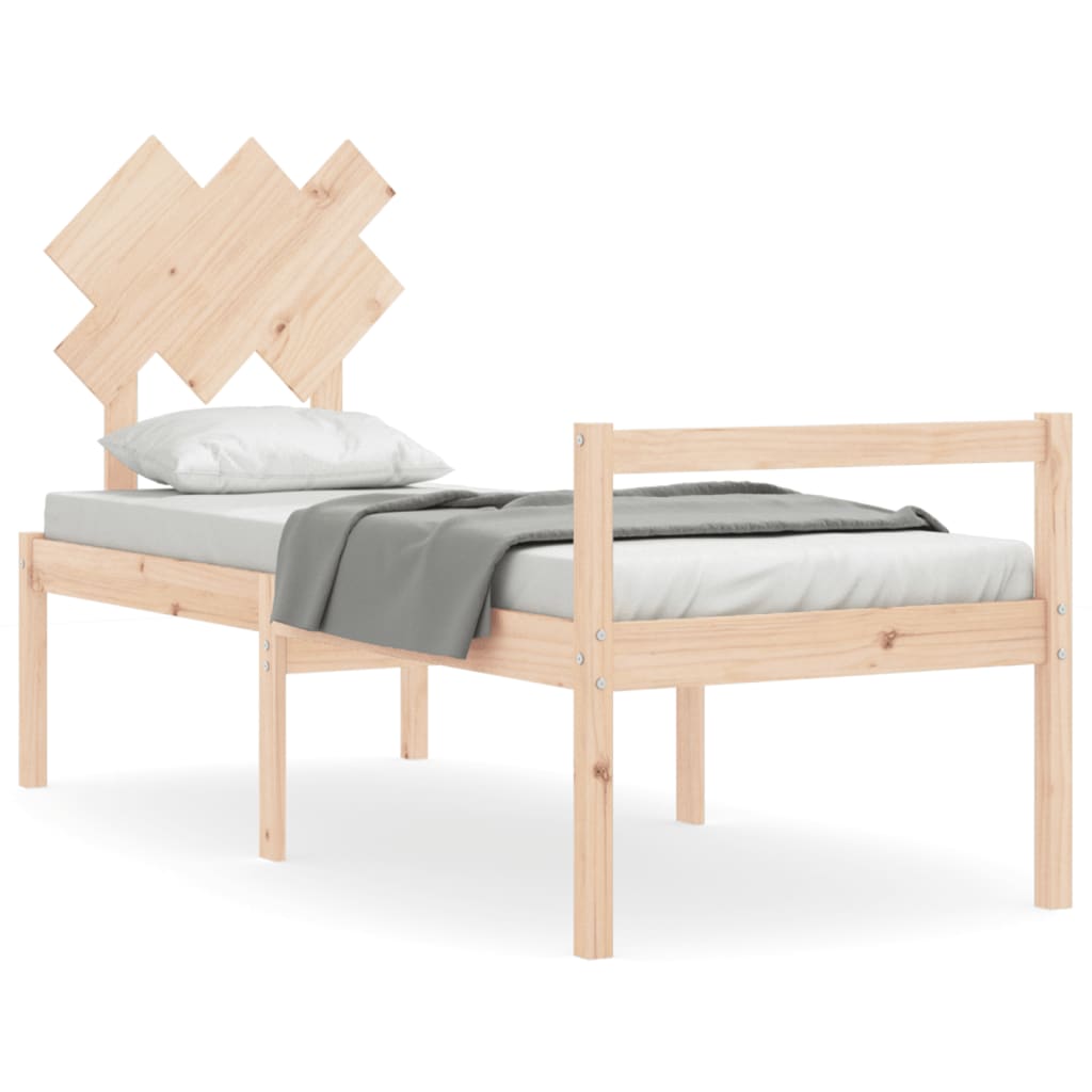 vidaXL Seniorenbett mit Kopfteil Massivholz