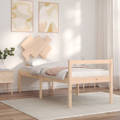 vidaXL Seniorenbett mit Kopfteil Massivholz